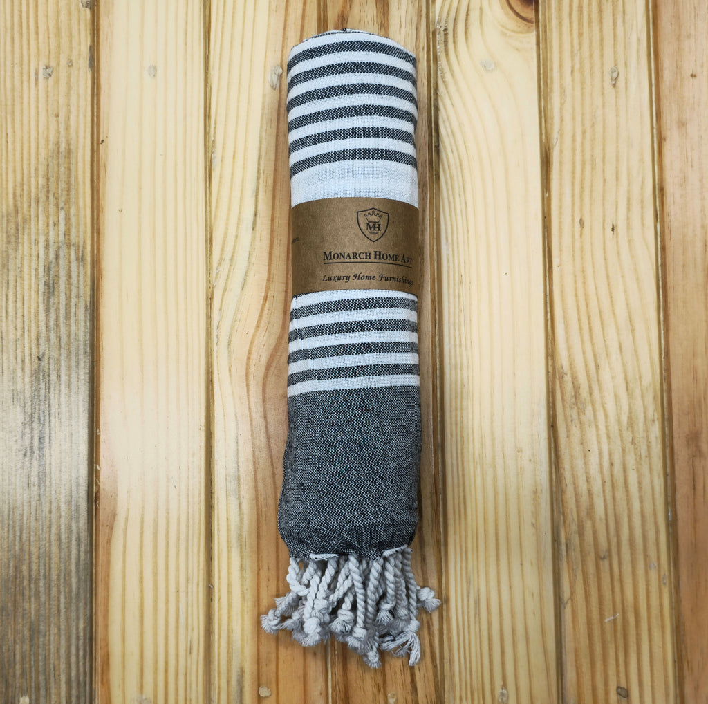 Luxury Grey Cotton Beach Towel (90x170 cm) – Soft, Absorbent & Quick-Dry Bath Towel for Beach, Gym & Travel