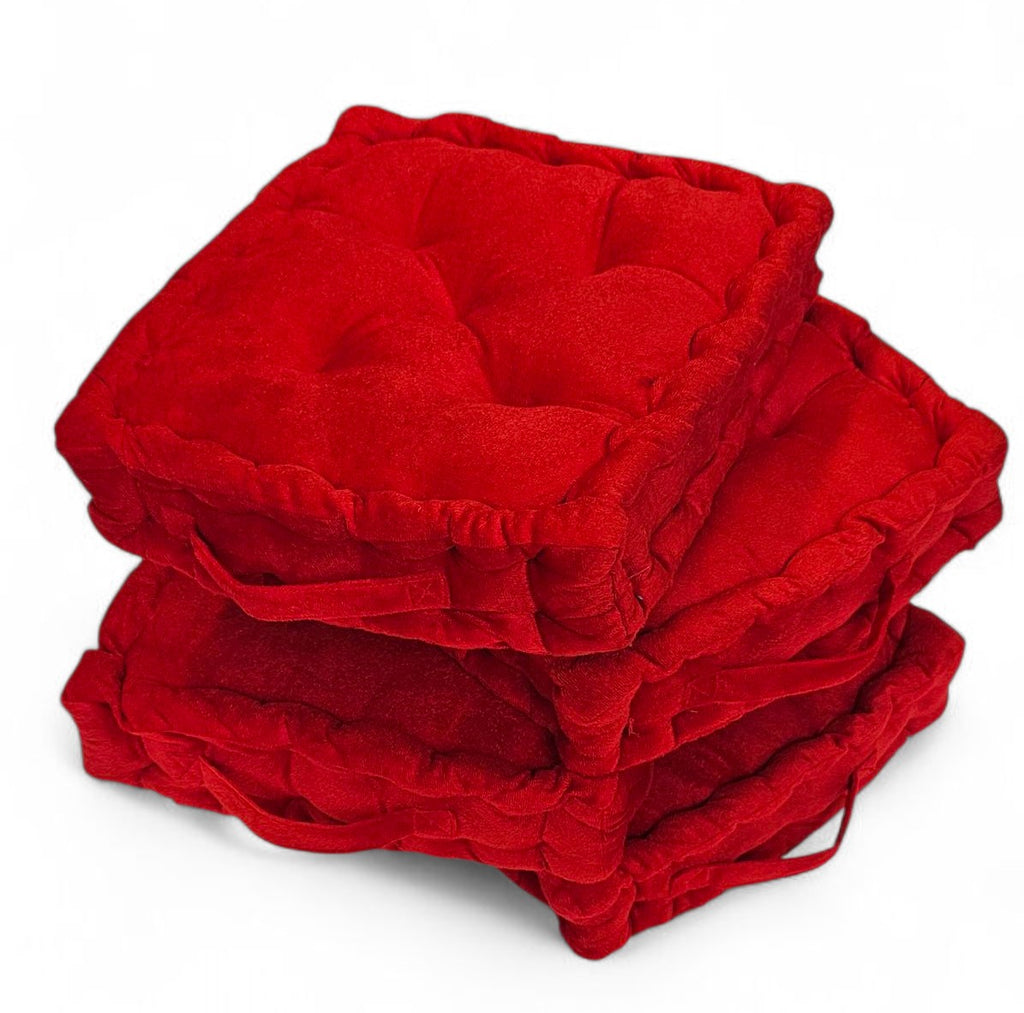 Premium Red Floor Cushion (40x40 cm) – Soft & Durable Cotton Filled Floor Seat Pillow for Meditation, Yoga & Home Décor