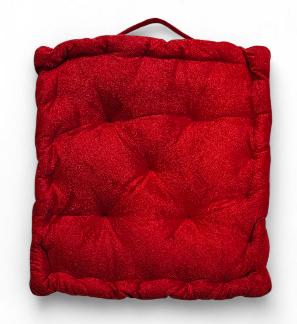 Premium Red Floor Cushion (40x40 cm) – Soft & Durable Cotton Filled Floor Seat Pillow for Meditation, Yoga & Home Décor
