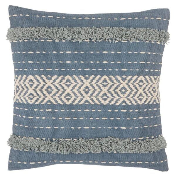 Cotton Diamond & Stripe Shag Hand Woven Cushion Cover