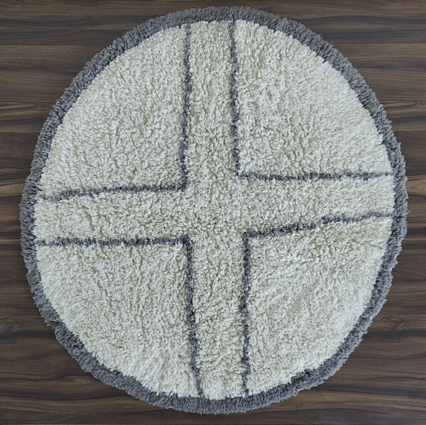 Cotton Round Shaggy Rug - Four Triangle Design